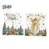 Shopping Mall Christmas Stickers 2Pcs Wall Stickers, Snowy Cottage Tree Self Adhesive Decals, Waterproof PVC Party Snow Scene Holiday Decals for Home