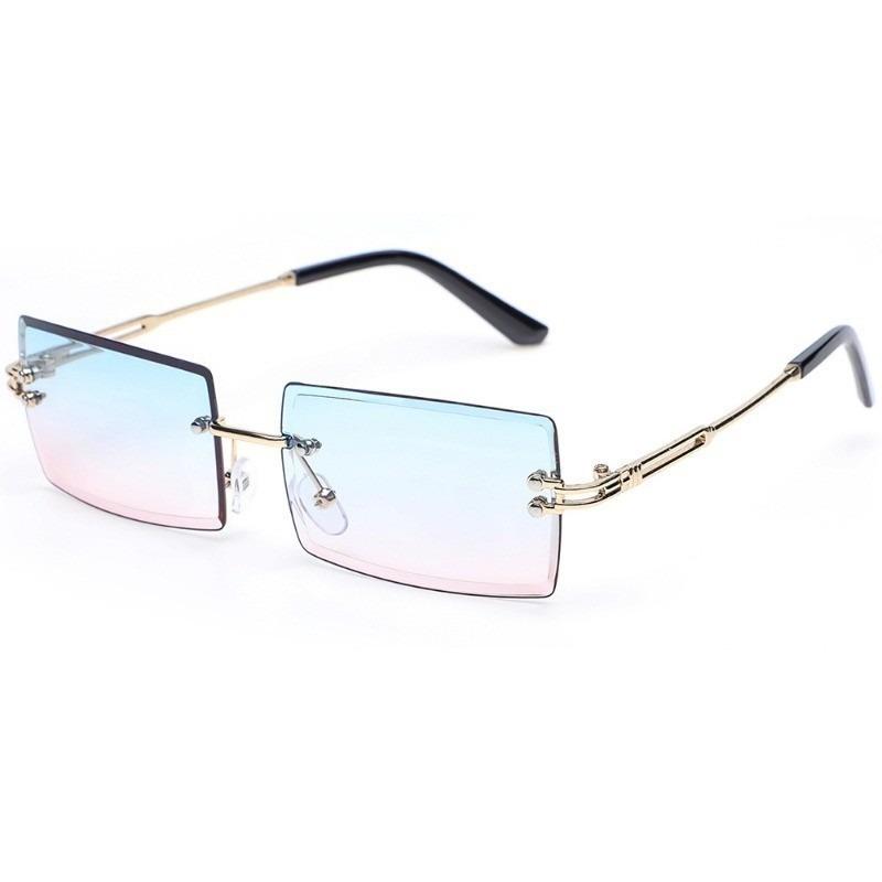 Retro Women Sunglasses Brand Designer Fashion Rimless Gradient Sun Glasses Shades Lady Cutting Lens Ladies Frameless Eyeglasses