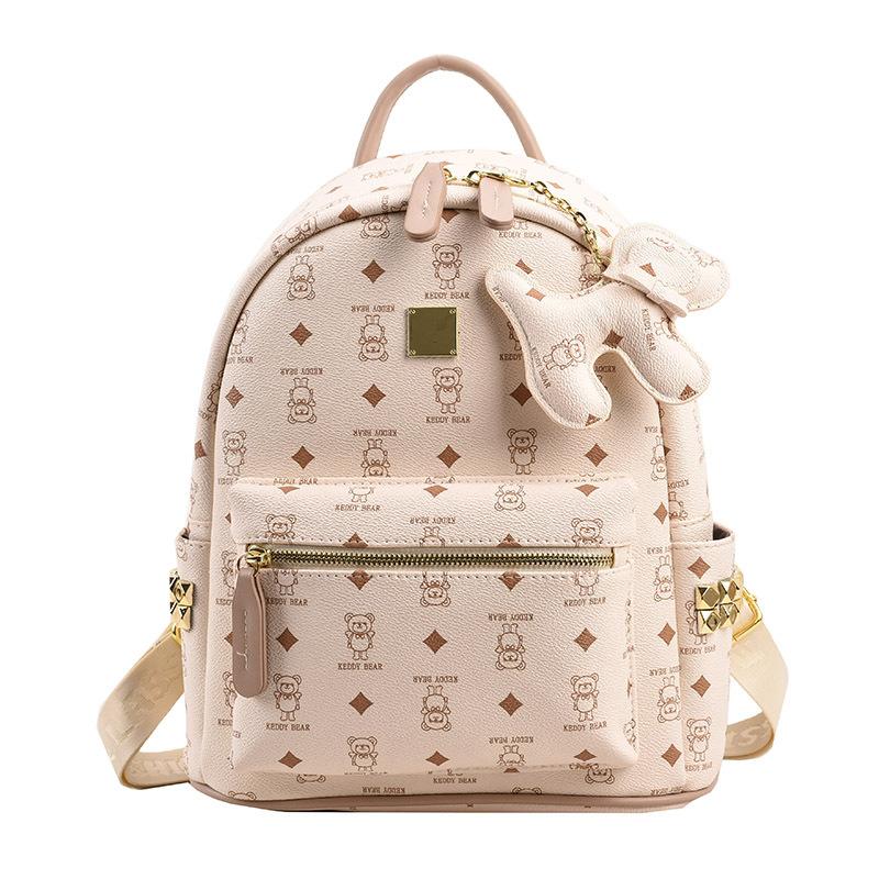 Student class commute backpack women's 2026 new versatile printed small backpack fashionable portable shoulder bag