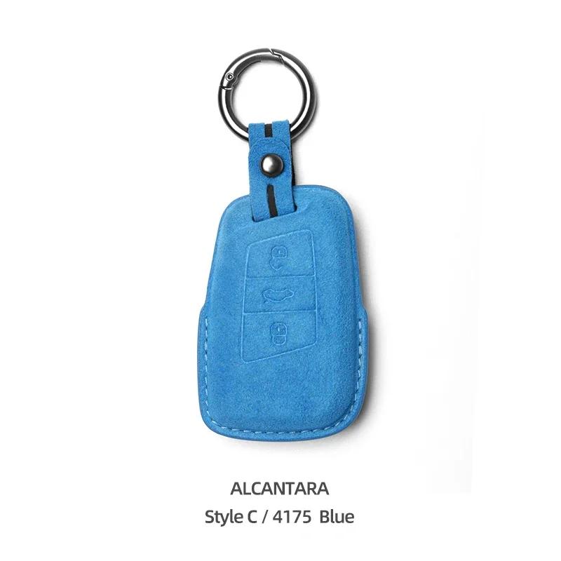 For Volkswagen VW Polo Tiguan Golf Jetta Beetle Eos Scirocco Up Transporter Sharan Made of Alcantara Wrap Car Key Case Cover