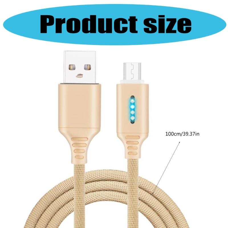Metal USB to USB C Cable Charging Cable with LED Light Fast Charging Power Delivery Cable for Phone Tablet Laptop