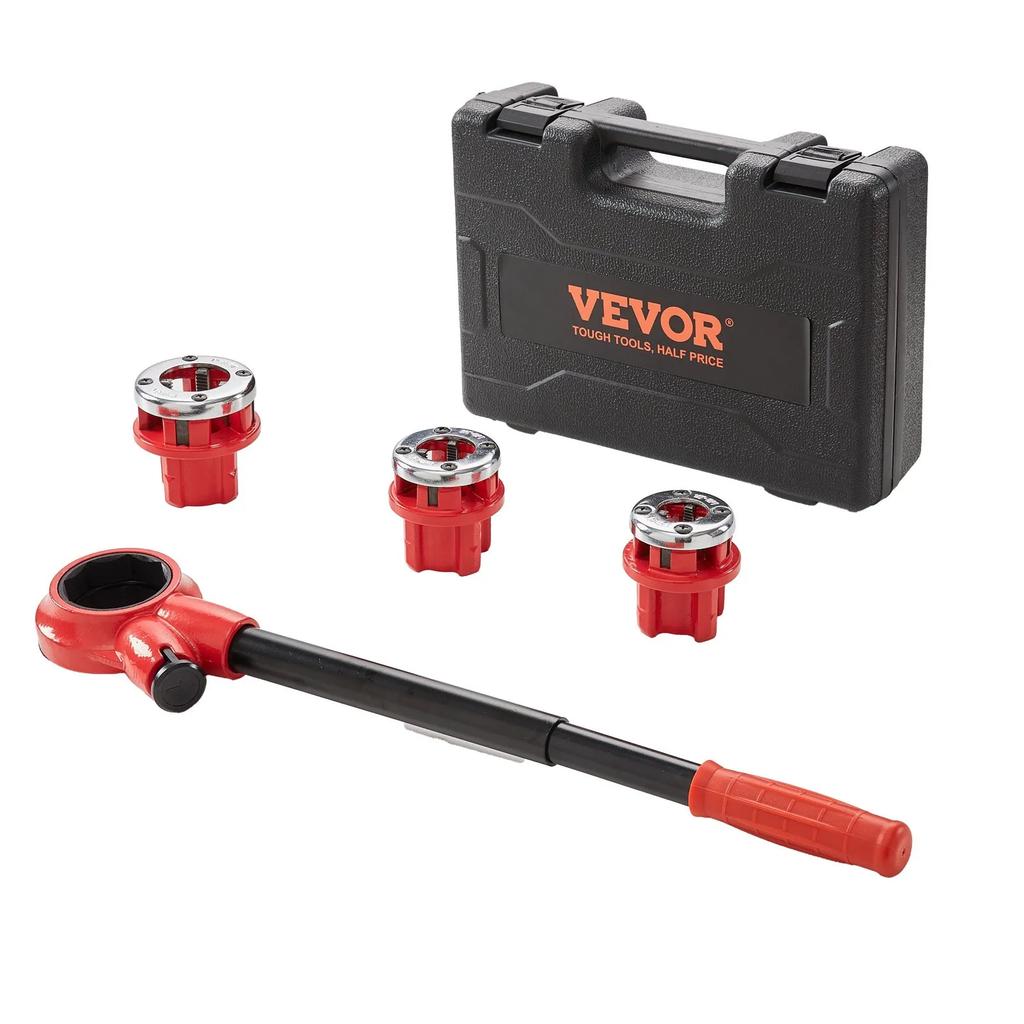 VEVOR Ratchet Pipe Threader Kit, 1/2" NPT, 3/4" NPT, 1" NPT Manual Ratcheting Pipe Threader