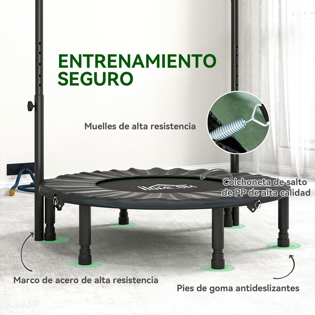 40 Zoll faltbares Mini-Fitness-Trampolin, mit verstellbarem Schaumstoffgriff, Grün