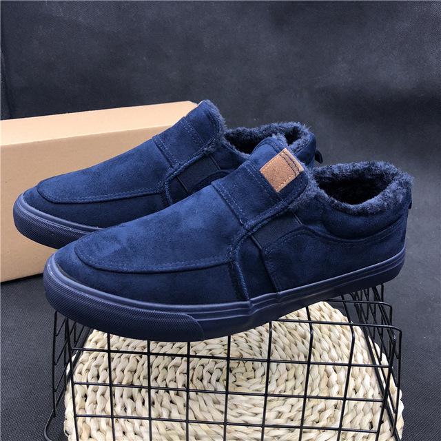 Nová kolekce Módní Zimní Černé Plus Sametové Teplé Bavlněné Mokasíny Nazouvací Boty Zapatos de hombre