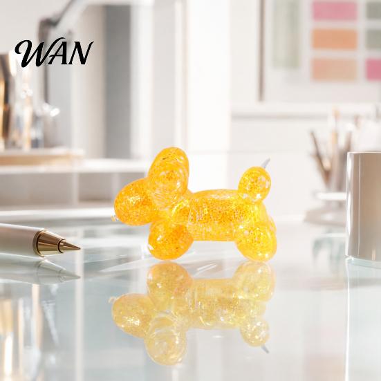 Kids Stress Relief Toy Glitter Balloon Dog Squeeze Toy, Transparent Sensory Soft Stretchy Animal Shape Fidget for Home Office Classroom