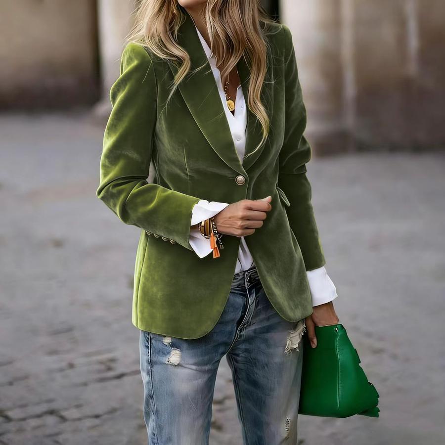 Spring New Arrivals  Velvet Elegant Slim Fit Pocket Blazer