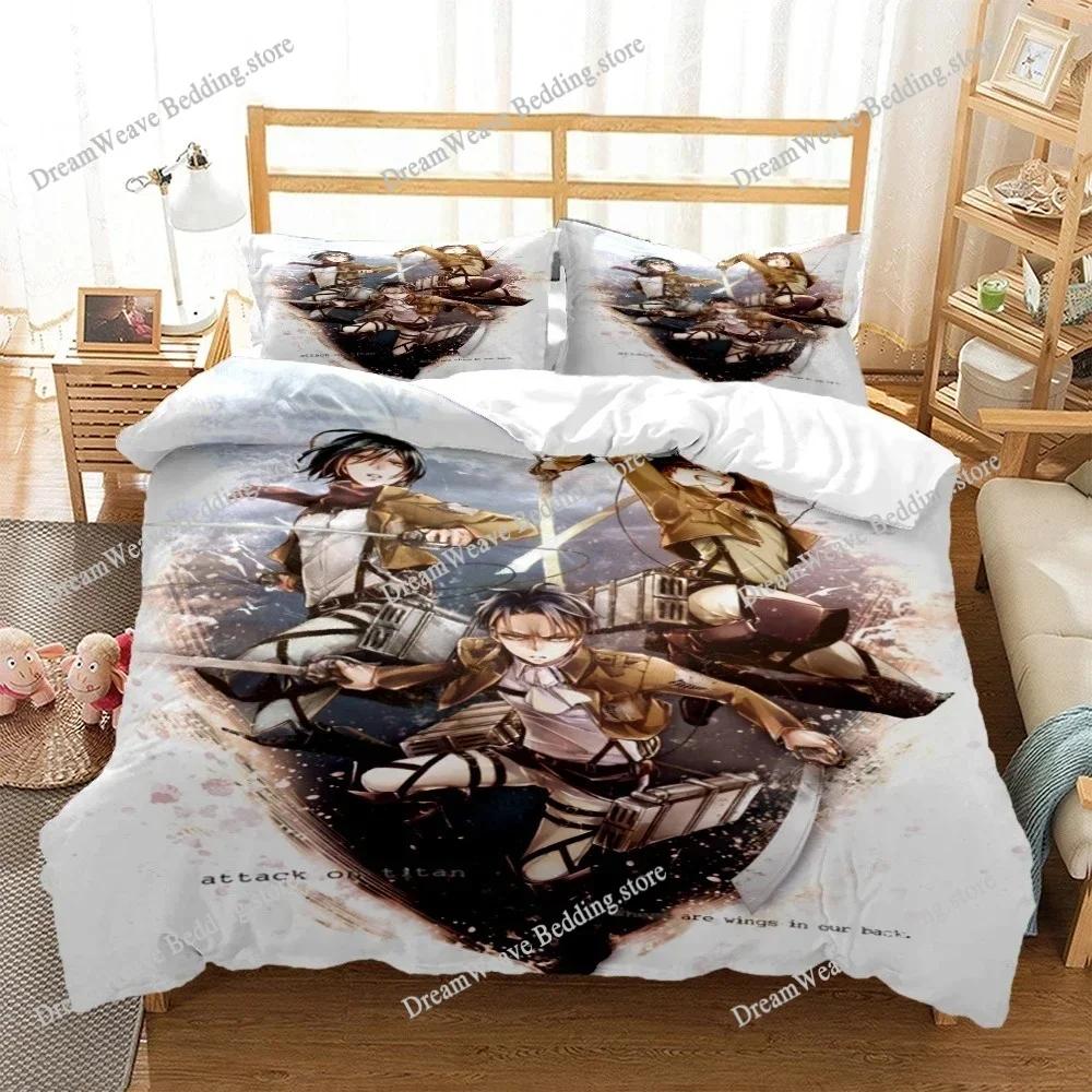 Attack On Titan Luxury Bedding Set Japan Anime Cartoon Duvet Cover Set Comforter Bedspread Twin Single Size Printed Home Textile