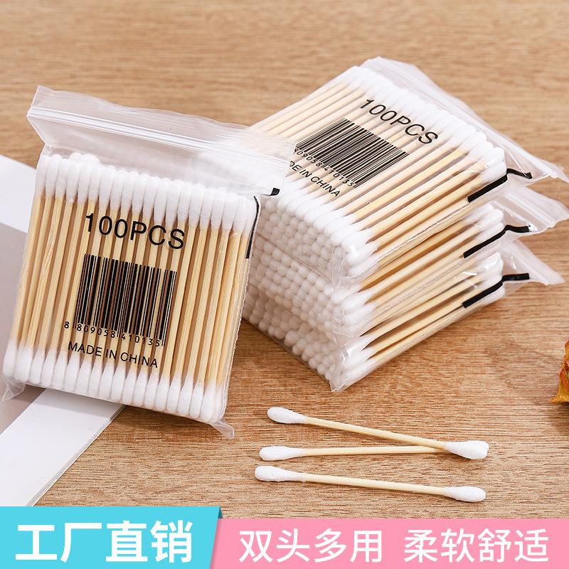 Round Head Makeup Remover, Cleaning And Hygiene Wooden Sticks 30 Pcs Beauty And Skin Care Disposable Double-Ended Cotton Swabs, Ear Cotton Swabs