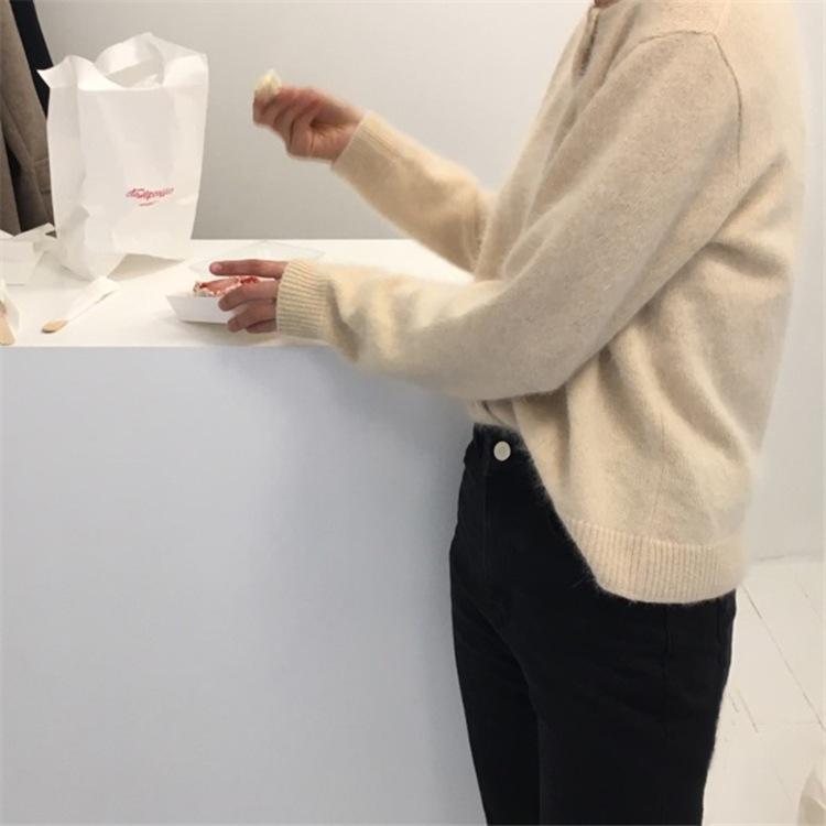 2026 Spring/Autumn Women's Korean Style 100% Pure Wool Cardigan - Round Neck, Thin Cashmere Knit Sweater Coat