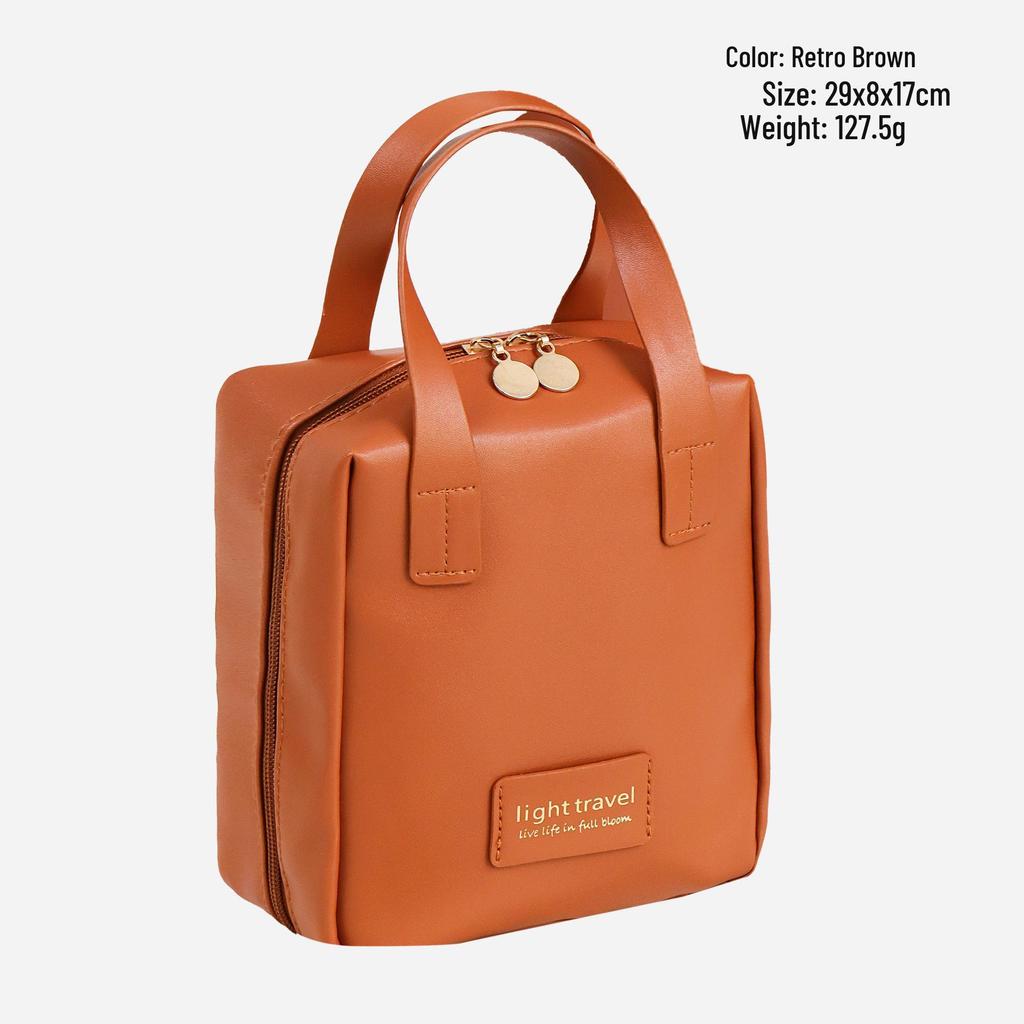 Waterproof PU Large Capacity Women's Makeup & Toiletry Bag with Partitioned Layers and Sturdy Design