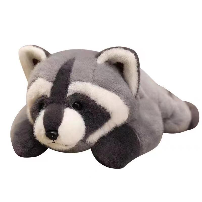 1Pc 30cm Lovely Plush Lying Grey Raccoon Toys Kawaii Panda Fox Plushie Pillow Stuffed Soft Animal Cushion Birthday Gift