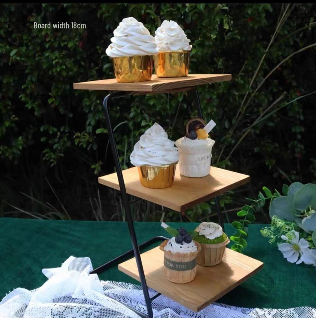 Mori-Style Solid Wood Dessert Stand Set - 11 Pieces for Weddings, Engagements, Banquets, or Coffee Breaks