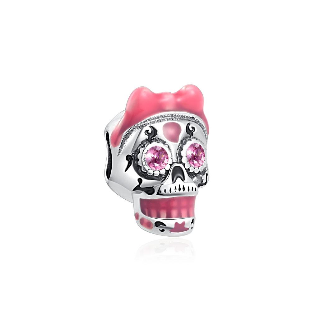 Scared Skeleton Ghost Series 925 Silver Charm Halloween hat Bead Fit Women Bracelet Jewelry For Gift