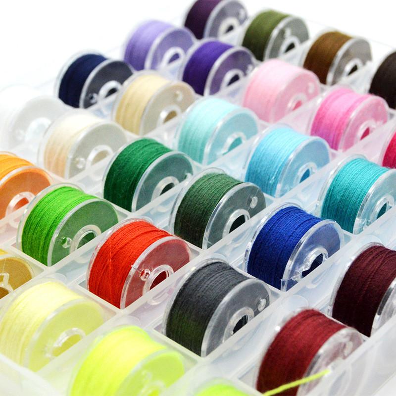 36 Colors Set Bobbin Thread Polyester Thread Spools Sewing Machine Bobbins with Storage Box for Embroidery Sewing Accessories