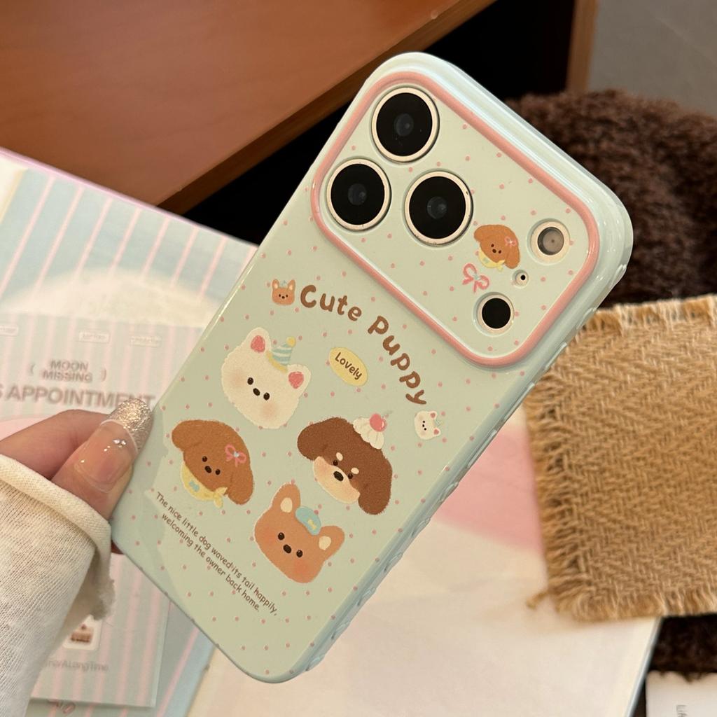 Puppy cute pet cartoon apple 17 mobile phone case iphone16promax suitable for 15 cartoons 13 soft sets 14 creative