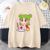 Azumanga Daioh Yotsuba T-shirts Eating Poached Egg Chick Tshirts 100% Cotton T Shirts Manga Comic Kawaii Cute Tops