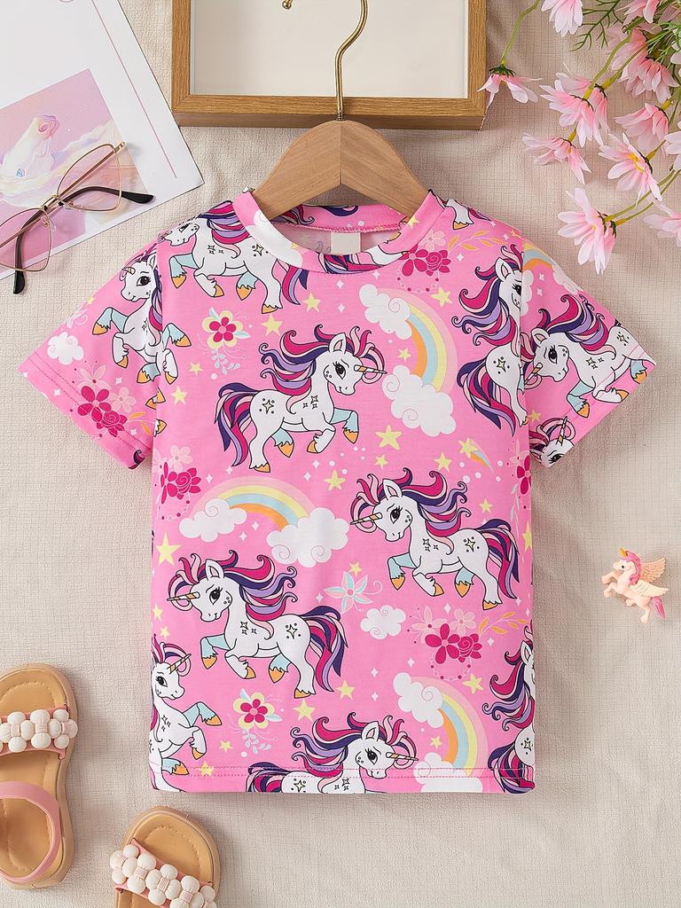 2024 Children's Clothing Girl T-Shirt Short Sleeve Child T-Shirt Vibrant Heart Graphic Casual Kids Summer Clothes Girl Top Tees