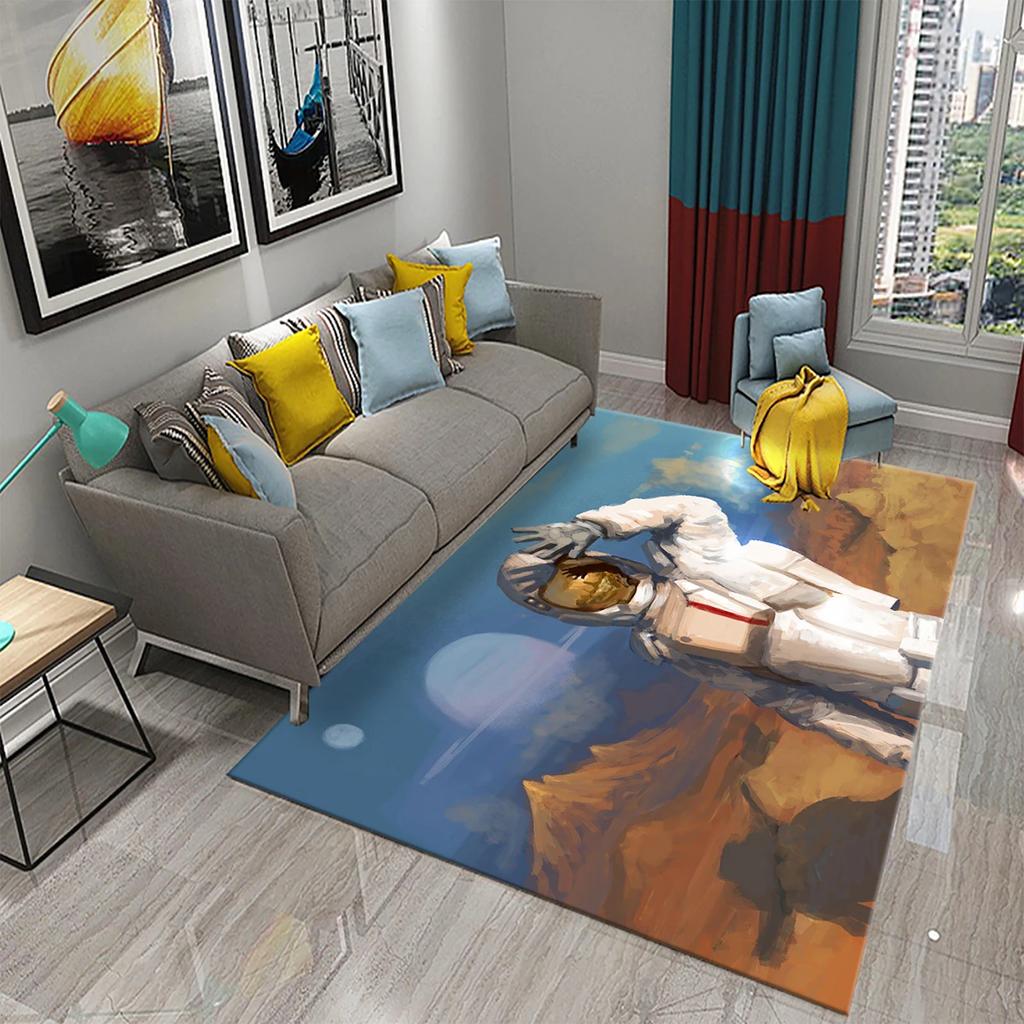 Astronaut Carpet Galaxy Universe Outer Space Moon Floor Mat Non Slip Rugs Door Mat Carpet for Living Room Bedroom Home Decor