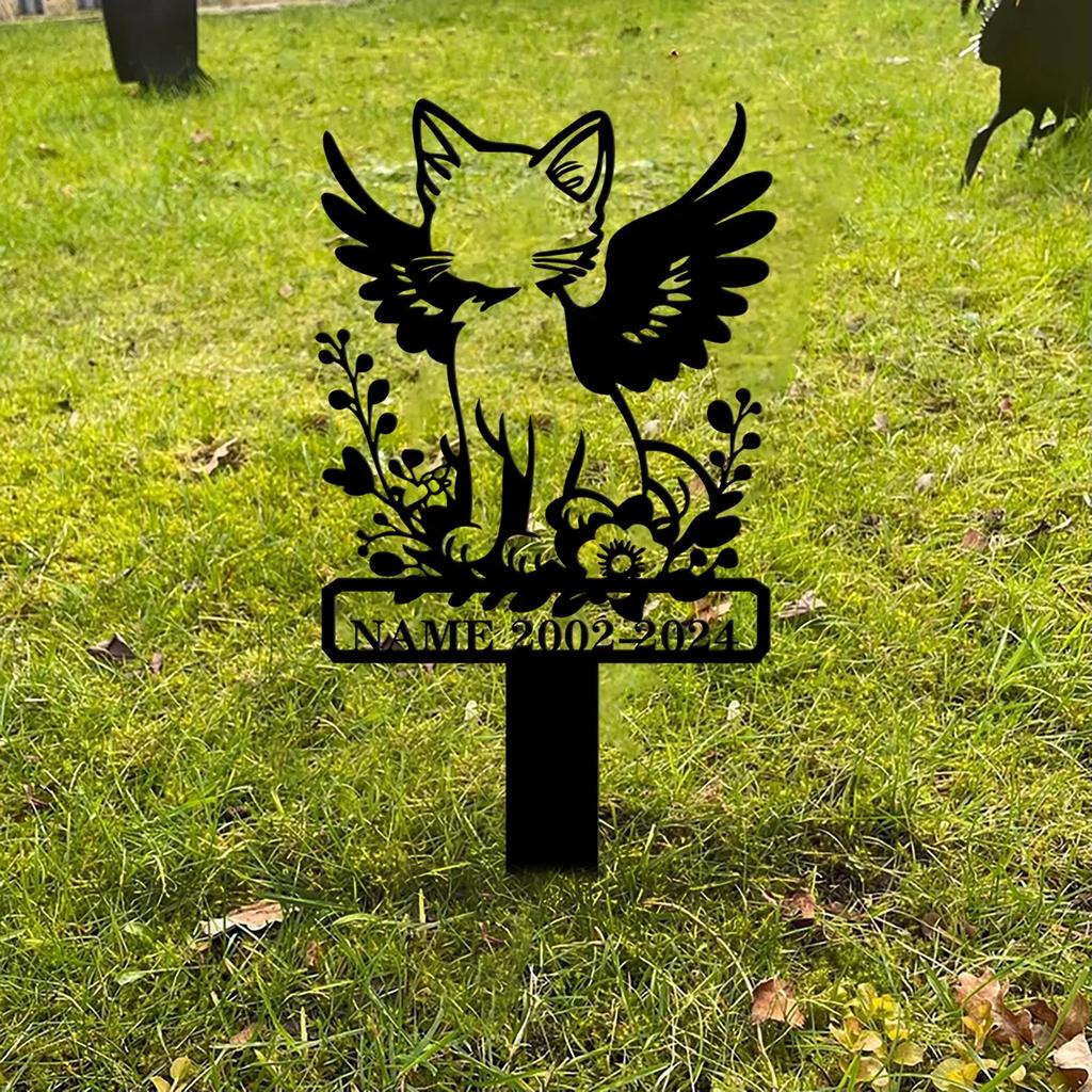 Metal Pet Memorial Stake, Custom Cat Grave Marker, Outdoor Garden Plaque, Personalized Keepsake Gift