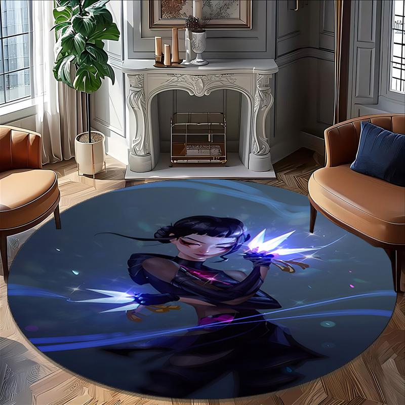 1pz KPop Demon Hunters ZOEY3 Stampa Tappeto Rotondo Sedia Tappeto Rotondo Adatto per Camera da Letto Soggiorno Tappeto Decorativo per la Casa