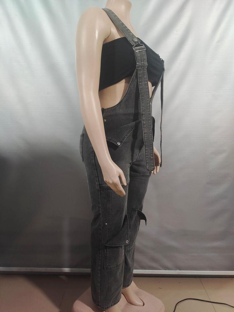 Women's European & American Denim Overalls - Summer Casual Zipper Washed One-piece Long Pants