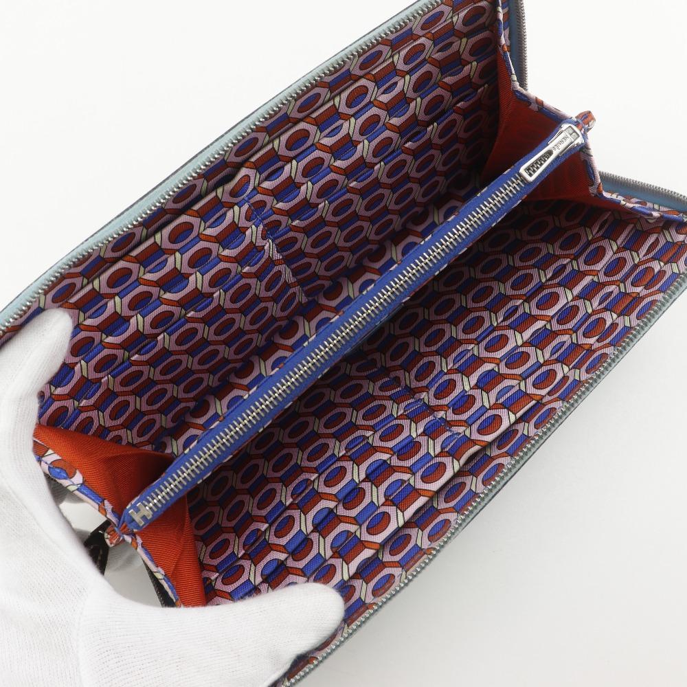 HERMES Azap Silk in Long Purse Blue Dunol light blue Epsom Women Used