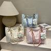 Pu Fashion Checkered Tote Bag With Zipper Closure For Daily Use