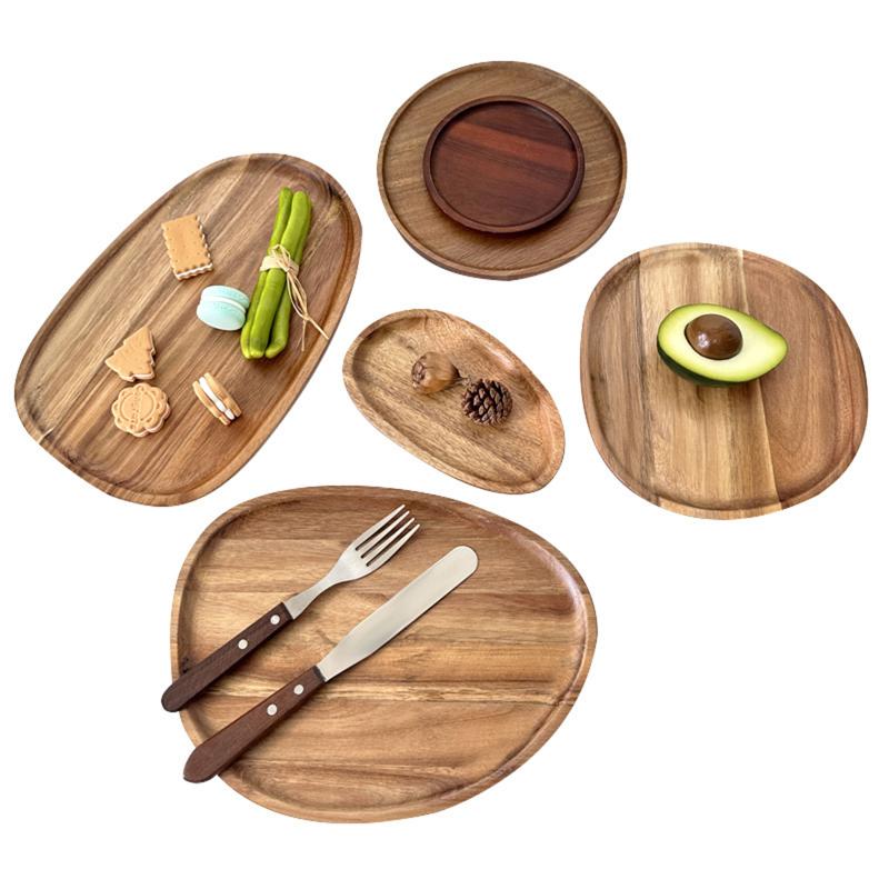 Oval Wooden Serving Tray for Dinner Fruit and Snacks Handmade Plate for Home Kitchen Rustic Decor