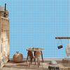 Geometric rhombus wallpaper azure, blue and white 50x1000