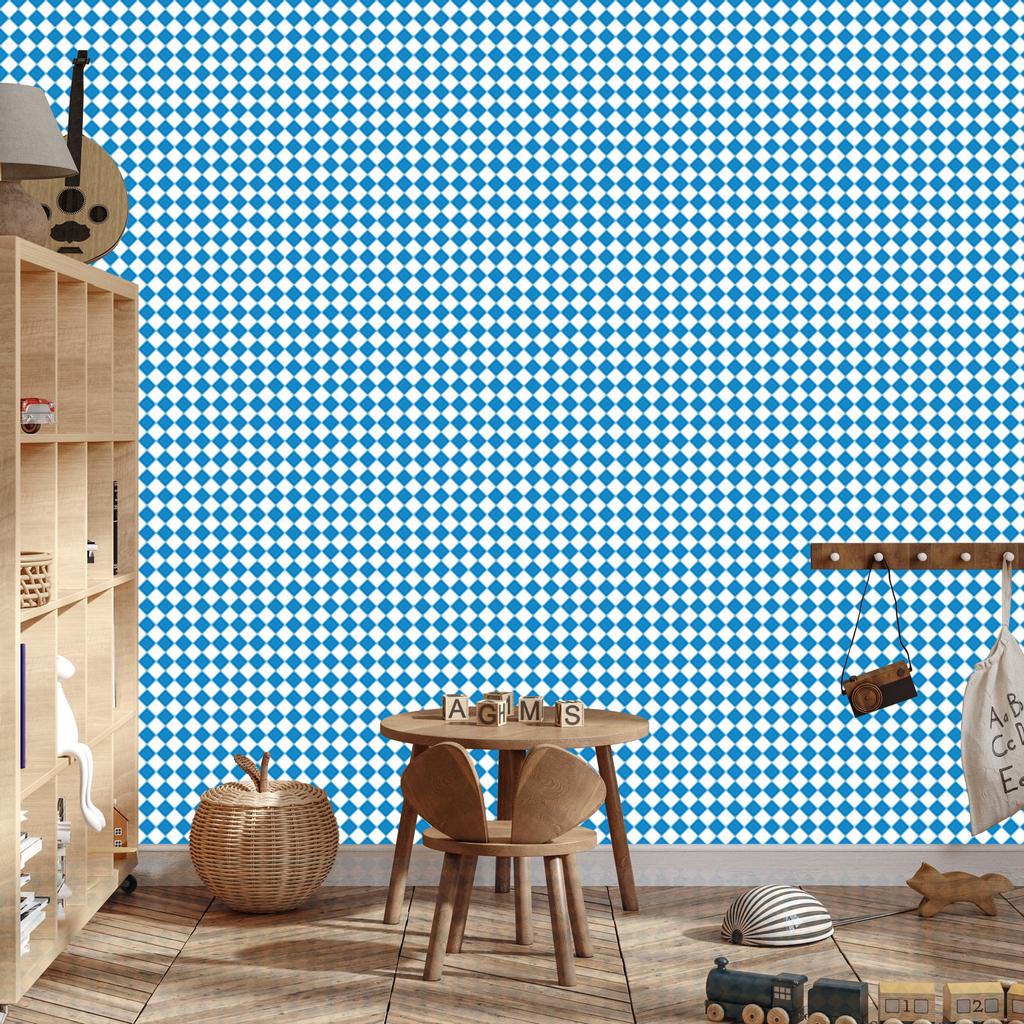 Geometric rhombus wallpaper azure, blue and white 50x1000