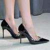 Light Mouth Black Single Shoes New Celebrity Temperament Dress Rhinestone High Heels Women's Banquet Pointed Stiletto