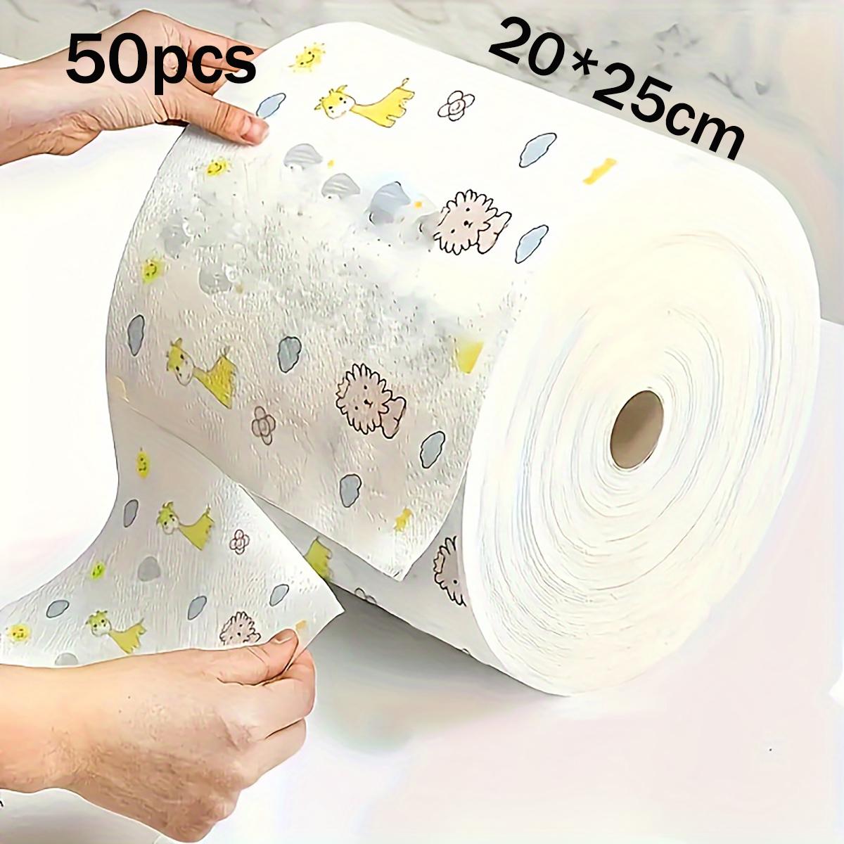 

1 рулон одноразовой кухонной бумаги ленивые печатные тряпки мультяшный стиль чистящие салфетки нетканый материал губка для мытья посуды чистящие средства