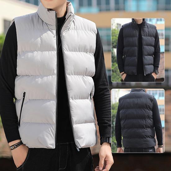 Men Waistcoat Stand Collar Sleeveless Slim Fit Vest Coat