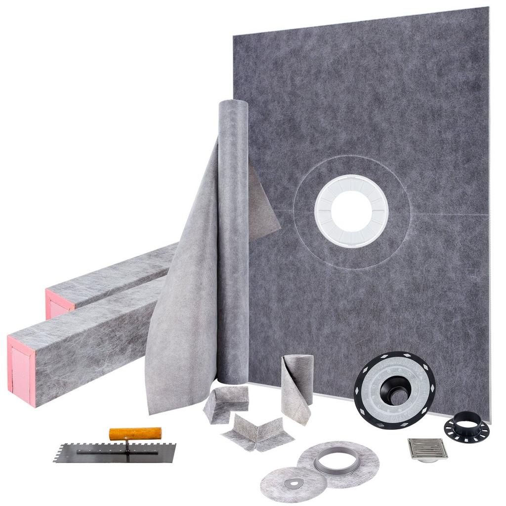 Waterproofing Shower Kit Shower Kit Tray 38''x60'' with Central Drain PVC