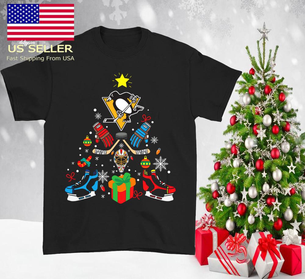 Pittsburgh Penguins christmas Tree Hookey black T-shirt Unisex JJ4627