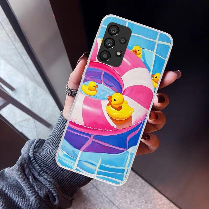 Rubber Ducks Swimming Pool Phone Case For Samsung Galaxy A12 A52S A42 A32 A22 A51 A50 Note 20 Ultra 10 S10 Plus A71 A70 A31 A30