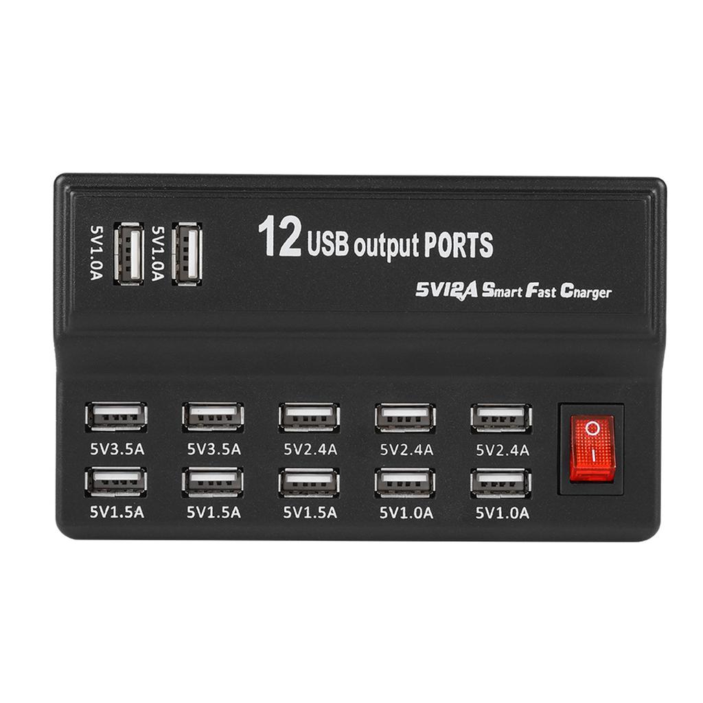 12 Ports USB Hub 5V 10A Power Adapter Charging Station Adapter Charger Home Travel  Type