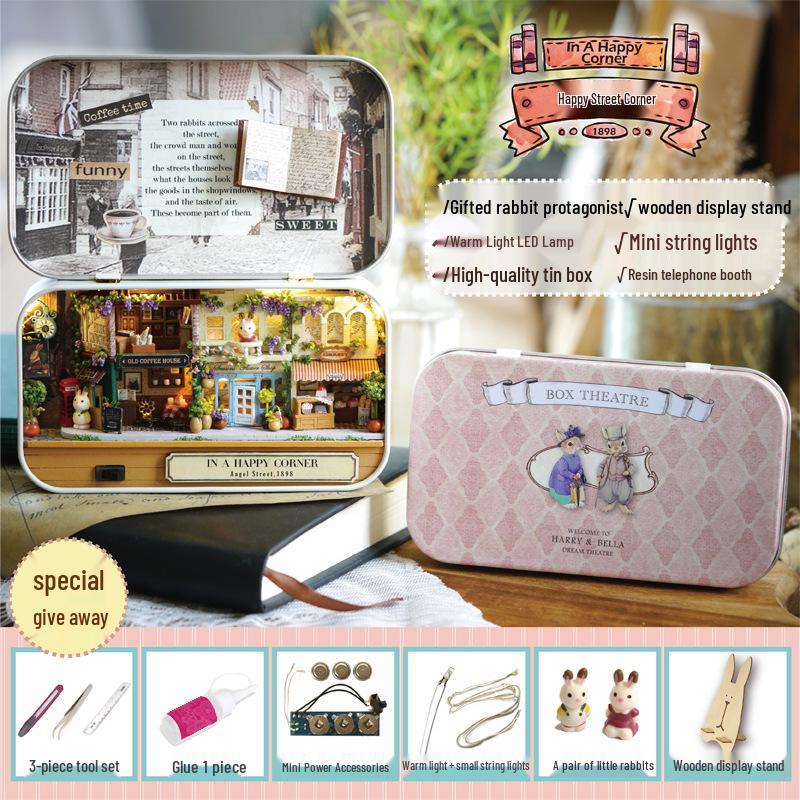 Quya DIY Theater Cabin Model Toy: Handmade Assembly Kit for Girls' Creative Birthday Gift