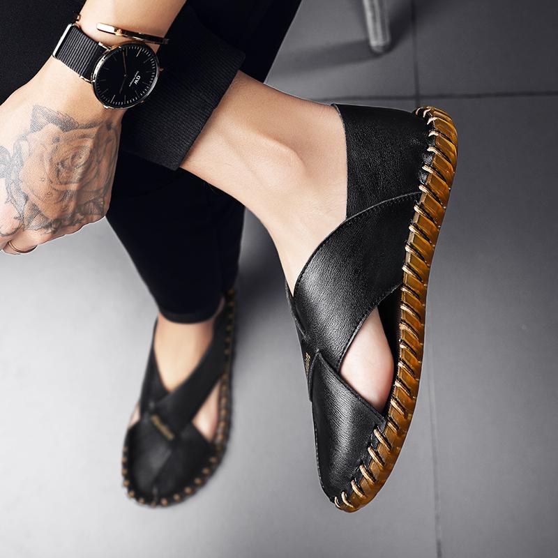 FashionHandmade Summer Men Sandals Casual Classic Men Beach Shoes Outside Male Shoe Comfortable Breathable Mans Footwear Hot Sale 2024
