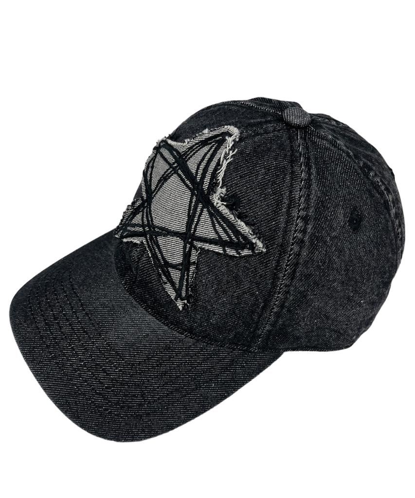 SK8ER ROCK Doodle Star Washing Denim Ball Cap (Black)