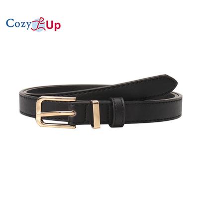 Women Skinny Leather Belts PU Leather Belt Thin Waist Belt for Jeans Dress with Gold Buckle