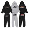 Mens Casual Hooded Sweatshirt Pants Set With Tiger Head Embroidery Red Black Gray Colorway