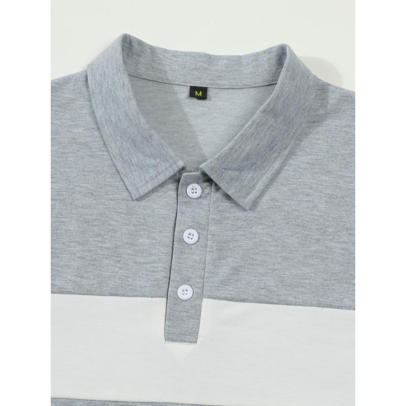 Męska koszulka polo w paski z długim rękawem, casualowy top