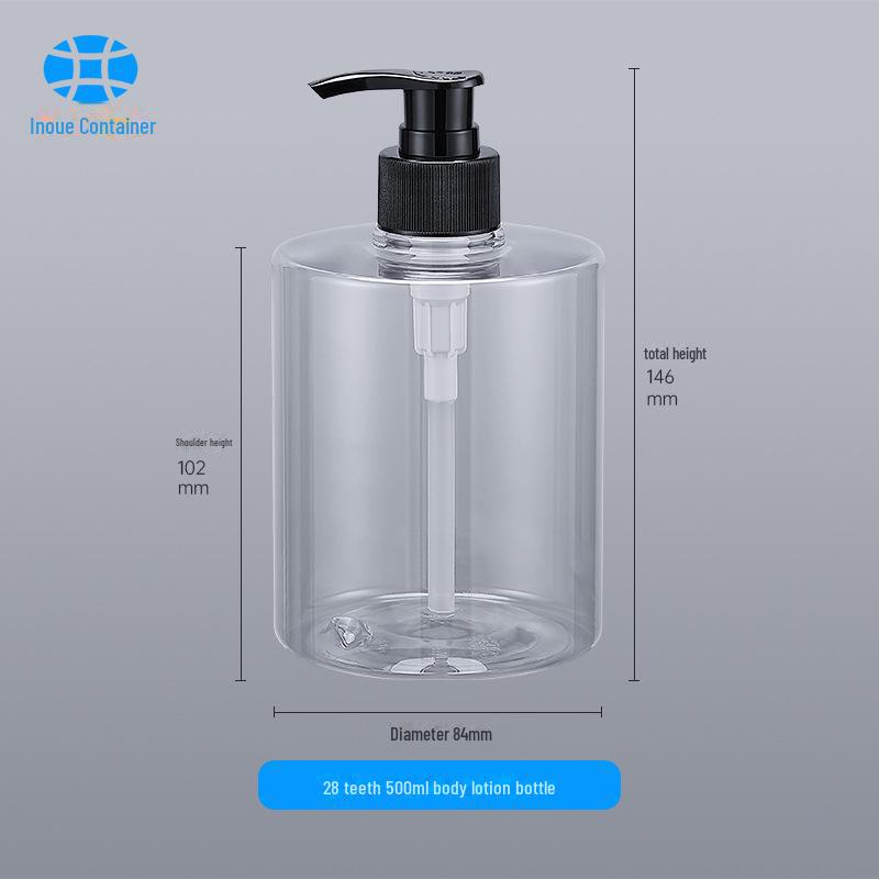 Sticlă transparentă din plastic PET de 500 ml pentru dezinfectant, loțiune, șampon și gel de duș