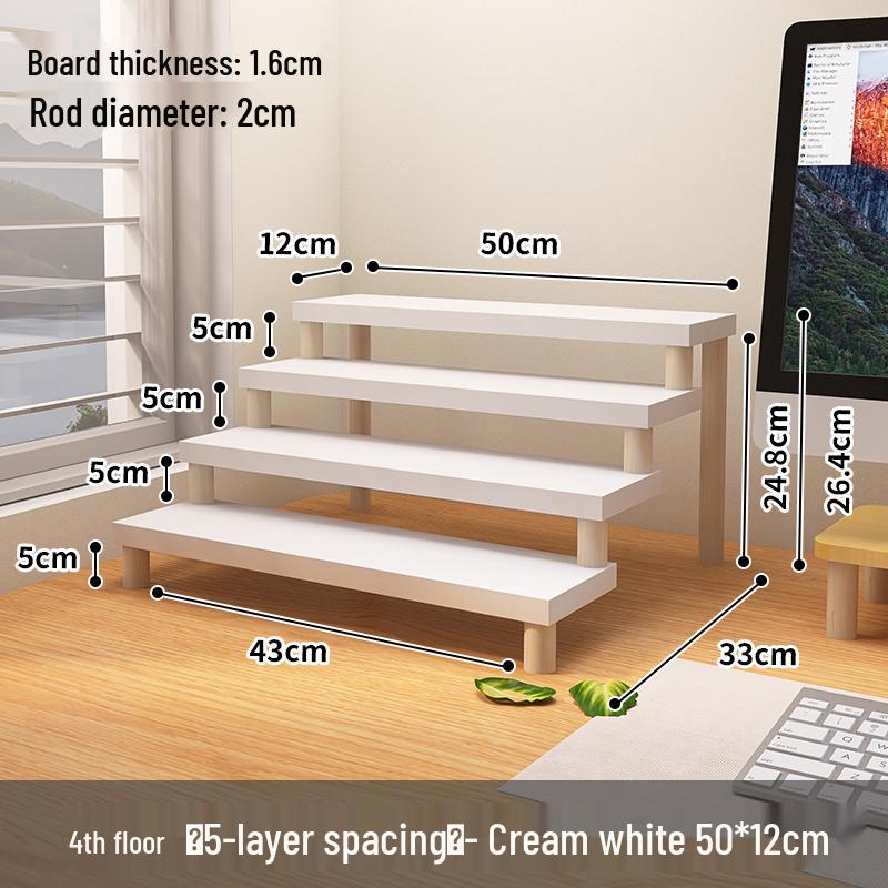 Desktop Ladder-Style Solid Wood Flower Stand for Small Plants and Succulents