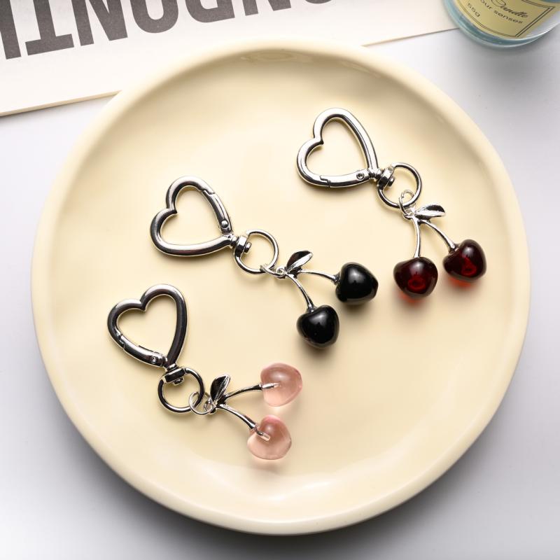 1 Piece Kawaii Cherry Bag Purse Charms Pendant Cute Cherry Keychain For Women Car Keys Decoration Gifts Stuff Accessories