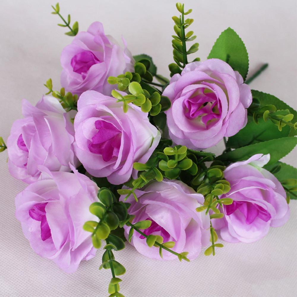 Plastic Valentine's Day Flowers 7 Heads Noble Consort Rose Natural Simulated Rose  Home Decorative