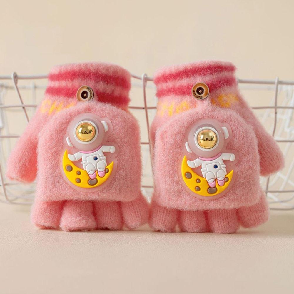 Cycling Winter Kids Gloves Half Finger Flap Gloves for 3-12 Years Boys Girls