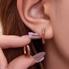 Qiong Yao 18k Gold Plated Stainless Steel Colorful Diamond Small Hoop Clip-on Earrings