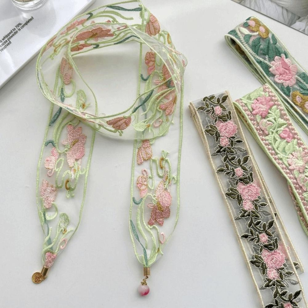 Sweet Embroidered Lace Scarf Printed Narrow Long Scarves Fashion Scarf Headband Beach